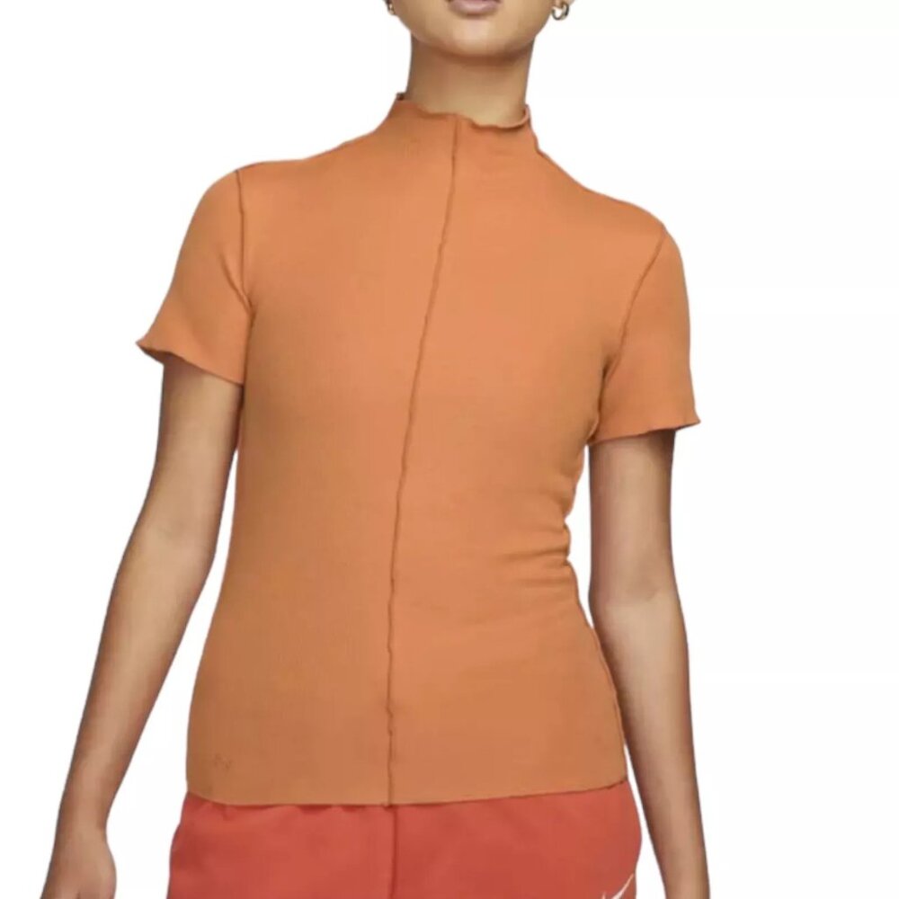 Nike Sportswear ADV Tech Pack Dri-FIT T-Shirt‎ Mock Neck Top Orange Small